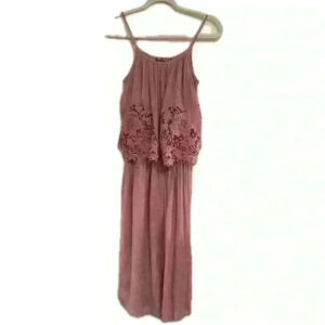 J Glee Pink Crochet Jumpsuit/Romper Size SP